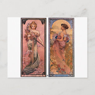 Carte Postale Les saisons (ressort, été) par Alphonse Mucha