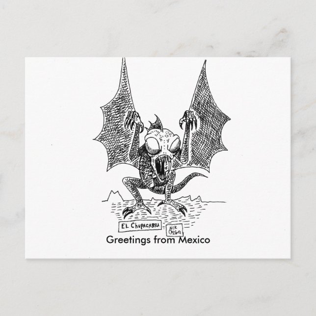 Carte Postale Les salutations de Chupacabra du Mexique (Devant)