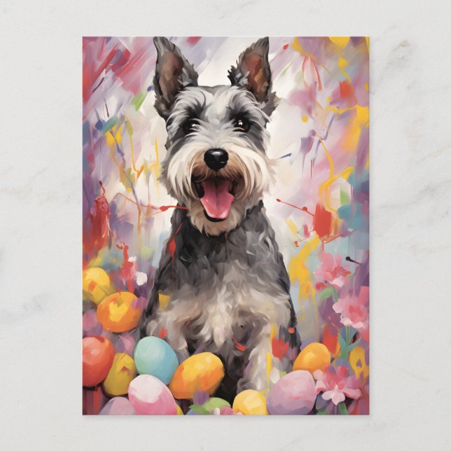 Carte Postale Les Schnauzer miniatures heureux Pâques (Devant)