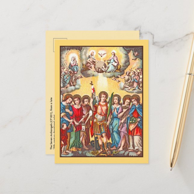 Carte Postale Les sept archanges (CP 001; Chromolithographie (Devant/Arrière en situation)