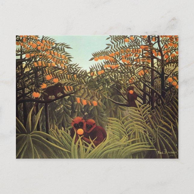 Carte Postale Les singes dans la Grove Orange par Henri Rousseau (Devant)