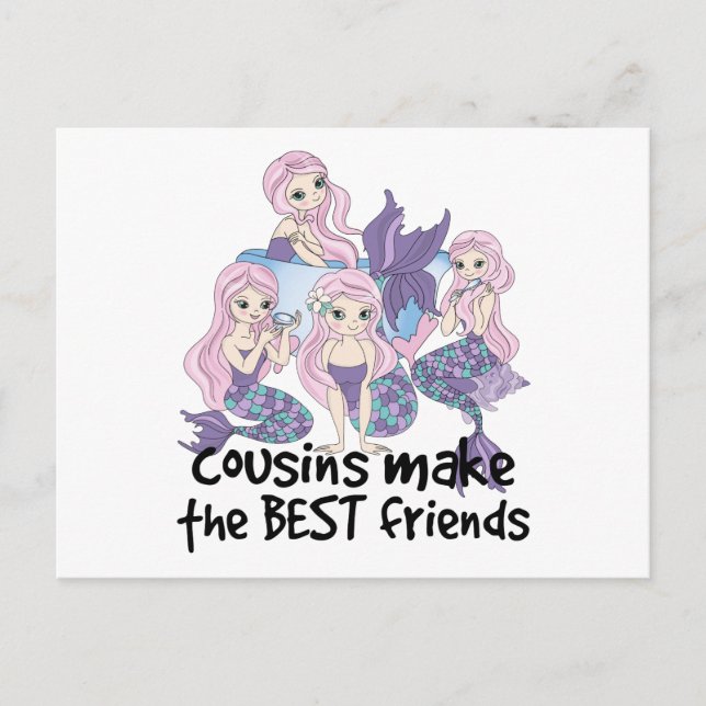 Carte Postale les sirènes cousines font les meilleurs amis (Devant)