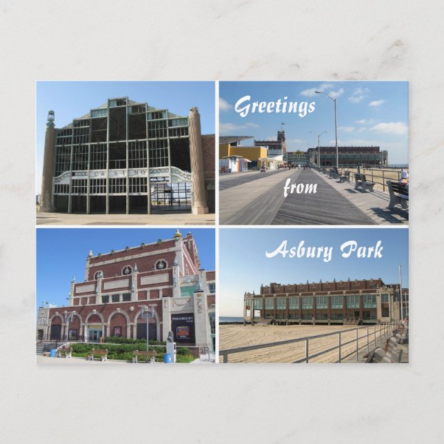 Carte Postale Les sites d'Asbury Park NJ et sa promenade, Greeti (Devant)