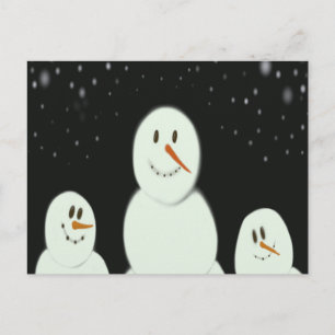 Carte Postale Les Snowmen Profitent De La Peinture Nocturne Star