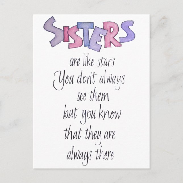 Carte Postale Les soeurs sont comme les étoiles (Devant)