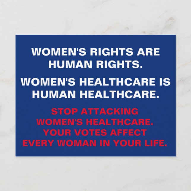 Carte Postale Les soins de santé pour les femmes sont des soins  (Devant)