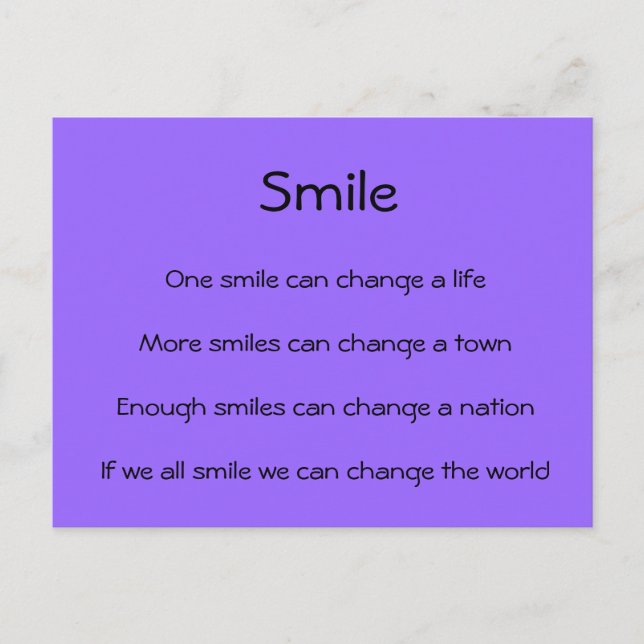 Carte Postale Les sourires changent le monde (Devant)
