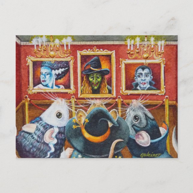 Carte Postale Les souris d'Halloween visitent le Musée d'Art, aq (Devant)