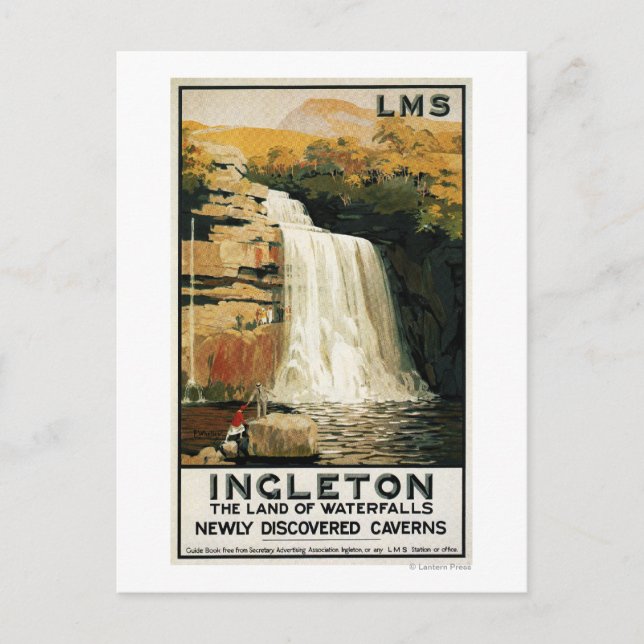 Carte Postale Les spectateurs montent sur la cascade d'eau (Devant)
