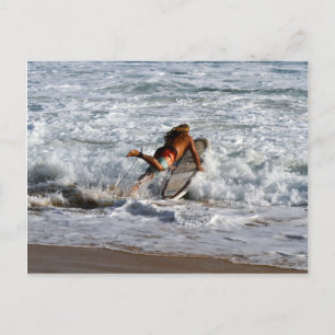 Carte Postale Les Surfeurs Hawaïens Se Plongent Dans