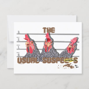 Carte Postale Les suspects habituels de POULET—Poules rocheuses 