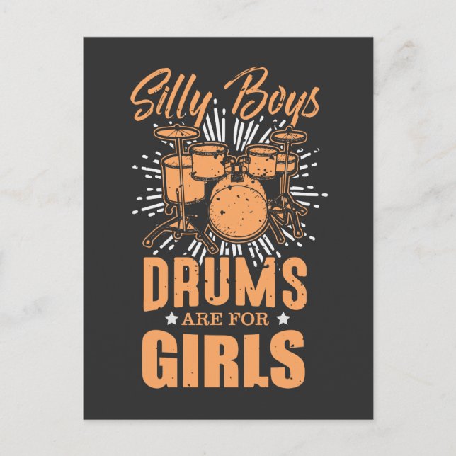 Carte Postale Les Tambours Sont Pour Les Filles - Drummer Musici (Devant)