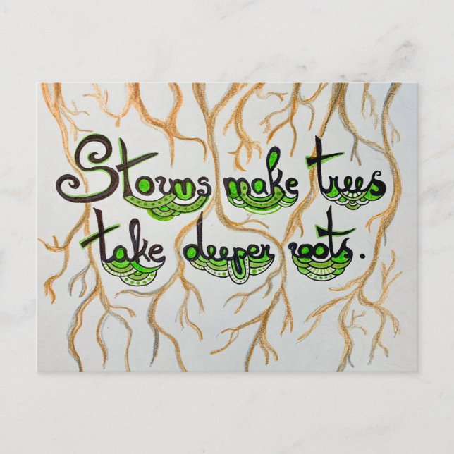 Carte Postale Les tempêtes font que les arbres prennent des raci (Devant)