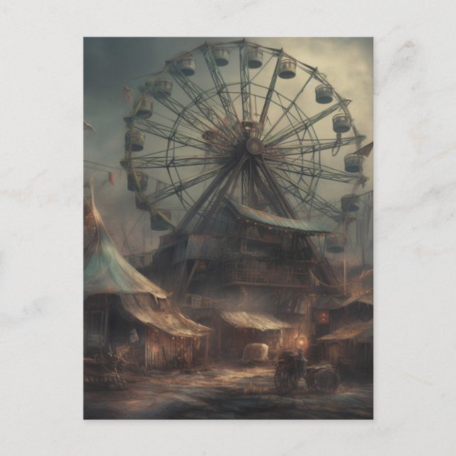 Carte Postale Les tentes de carnaval abandonnées Ferris Wheel (Devant)