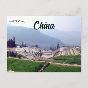 Carte Postale Les terrasses de riz Qingkou dans la Chine du Yunn