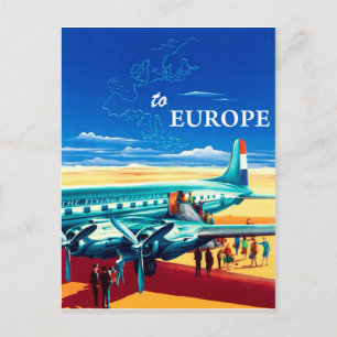 Carte Postale Les touristes sont prêts à s'envoler pour l'Europe
