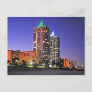 Carte Postale Les tours Diamond bleu et vert, Miami Beach