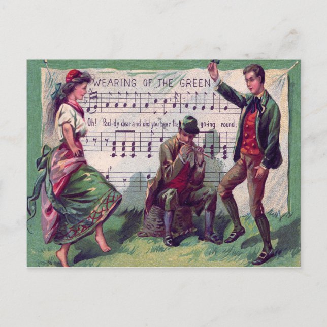 Carte Postale Les Tziganes irlandais portent la Jig Verte (Devant)