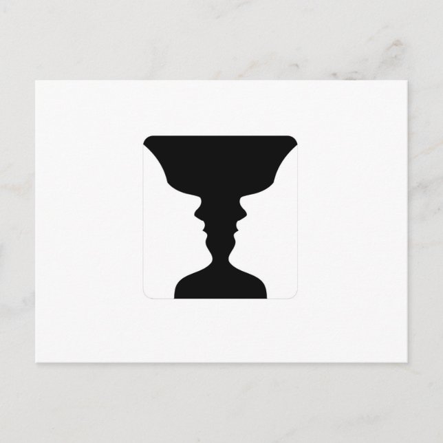 Carte Postale Les visages ou l'illusion de vase de deux visages (Devant)