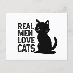 Carte Postale Les vrais hommes aiment les chats