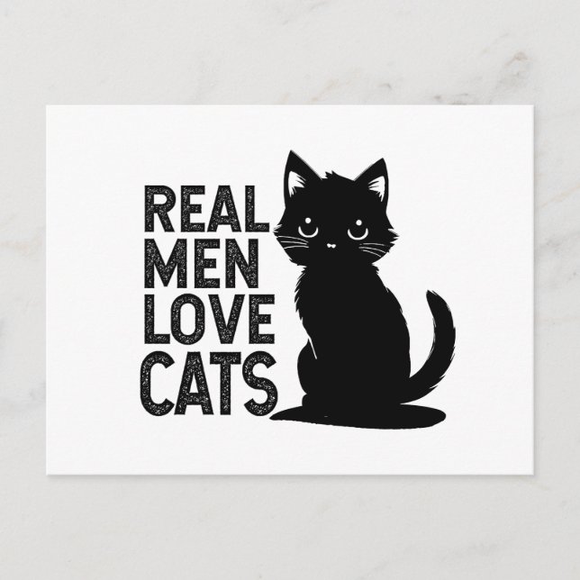 Carte Postale Les vrais hommes aiment les chats (Devant)