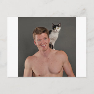 Carte Postale Les vrais hommes aiment les chats
