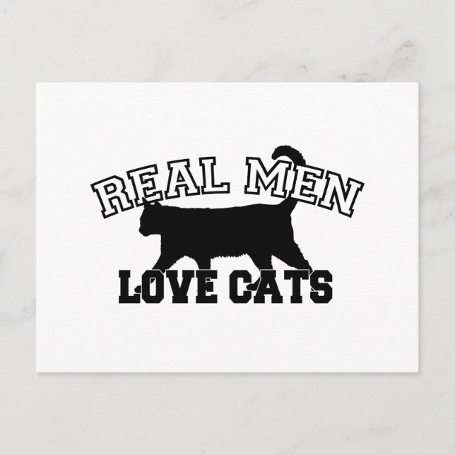 Carte Postale Les vrais hommes aiment les chats (Devant)