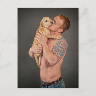 Carte Postale Les vrais hommes aiment les chiots