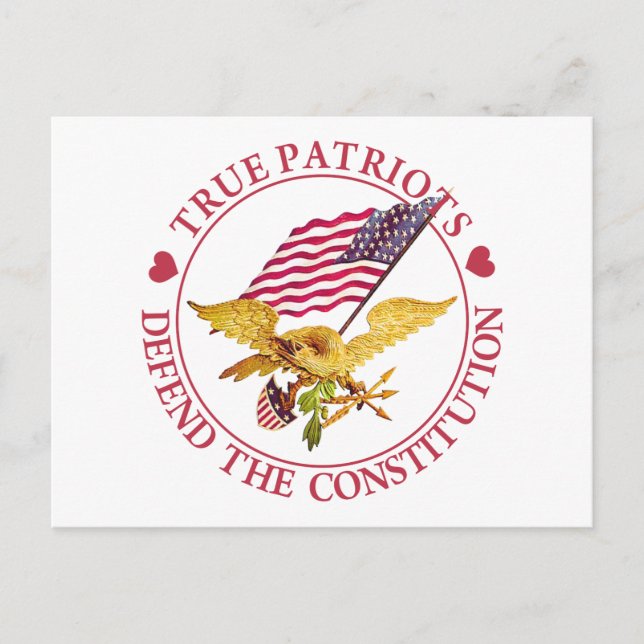 CARTE POSTALE LES VRAIS PATRIOTES DÉFENDENT LA CONSTITUTION (Devant)