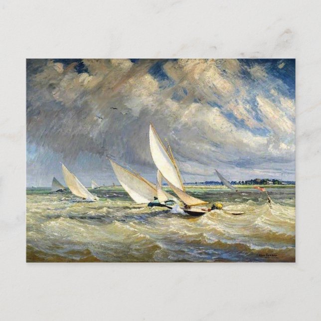 Carte Postale Les yachts courent par mauvais temps (Devant)