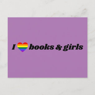 Carte Postale Lesbienne LGBT J'aime les livres et les filles