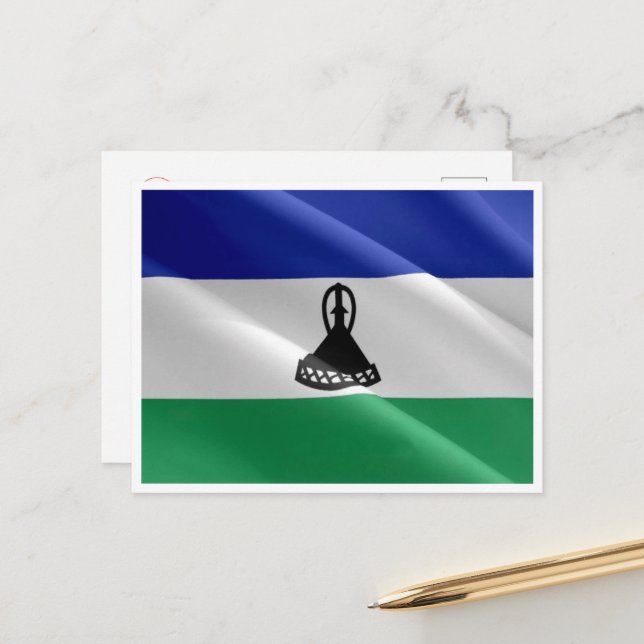 Carte Postale Lesotho - Drapeau d'agitation - (Devant/Arrière en situation)