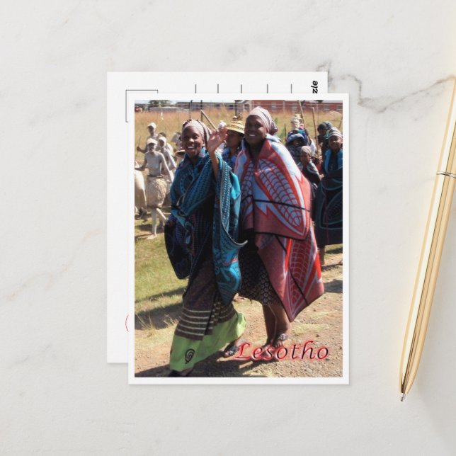 Carte Postale Lesotho - Femmes basotho - (Devant/Arrière en situation)