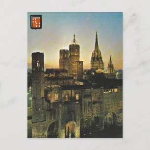 Carte Postale L'Espagne vintage, Barcelone au coucher du soleil