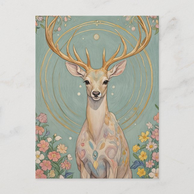 Carte Postale L'Esprit Doux : Un Cerf Pastel (Devant)