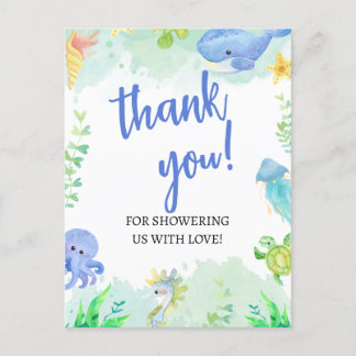 Carte Postale L'été sous le Baby shower marin Merci