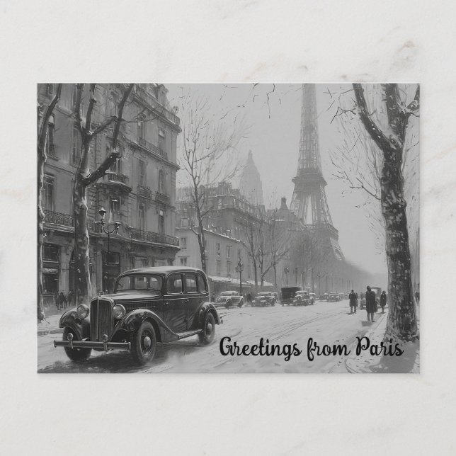 Carte Postale L'étreinte de l'hiver à Paris (Devant)