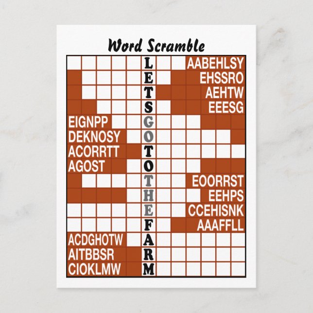 Carte Postale Let's Go to Farm Word Scramble (Devant)