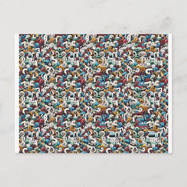 Carte Postale Letter R Stereogram Magic Eye - No Envelope (Devant)