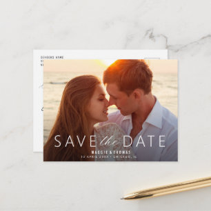 Carte Postale lettrage blanc enregistrer le mariage de date