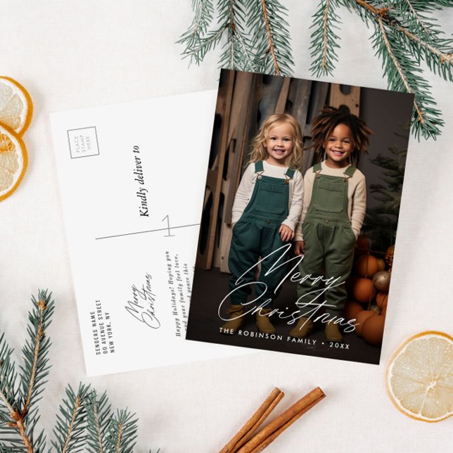 Carte Postale lettrage de script élégant Noël (Créateur téléchargé)