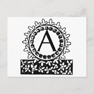 Carte Postale Lettre A monogramme victorien vintage