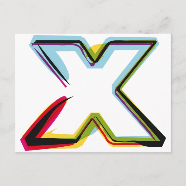 Carte Postale Lettre Abstraite et colorée X (Devant)