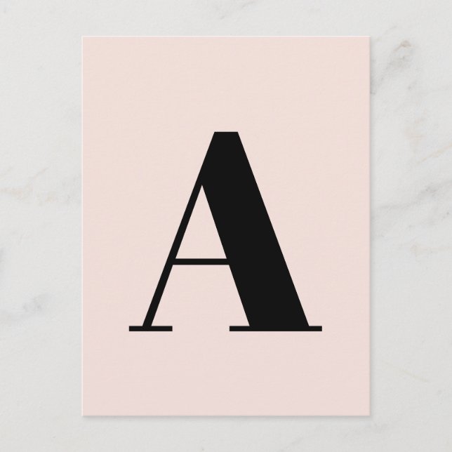 Carte Postale Lettre Alphabet Personnalisé | Rose Minimaliste Mo (Devant)