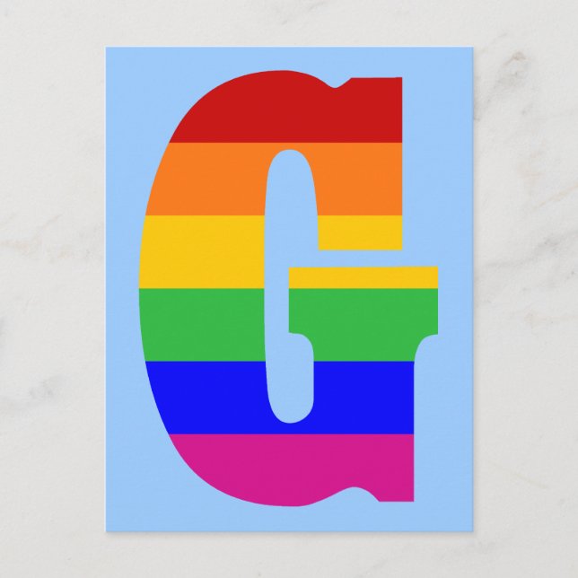 Carte Postale LETTRE arc-en-ciel G (Devant)