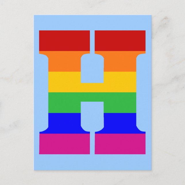Carte Postale Lettre arc-en-ciel H (Devant)