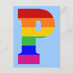 Carte Postale LETTRE arc-en-ciel P