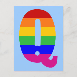 Carte Postale Lettre arc-en-ciel Q