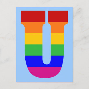 Carte Postale LETTRE arc-en-ciel U