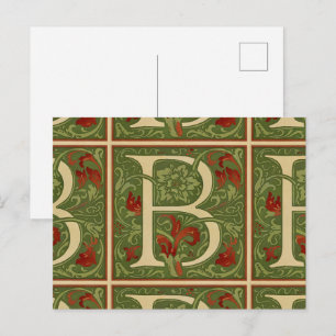 Carte Postale Lettre B à monogramme de William Morris Florale Ro